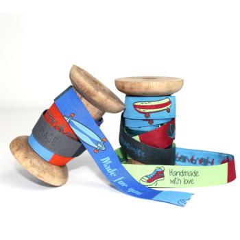 Webband - Etiketten  Cool Boards, Blaubeerstern, handmade-Label