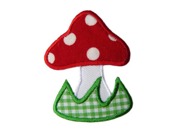 Aufbügler Fliegenpilz mit grün, Fliepi